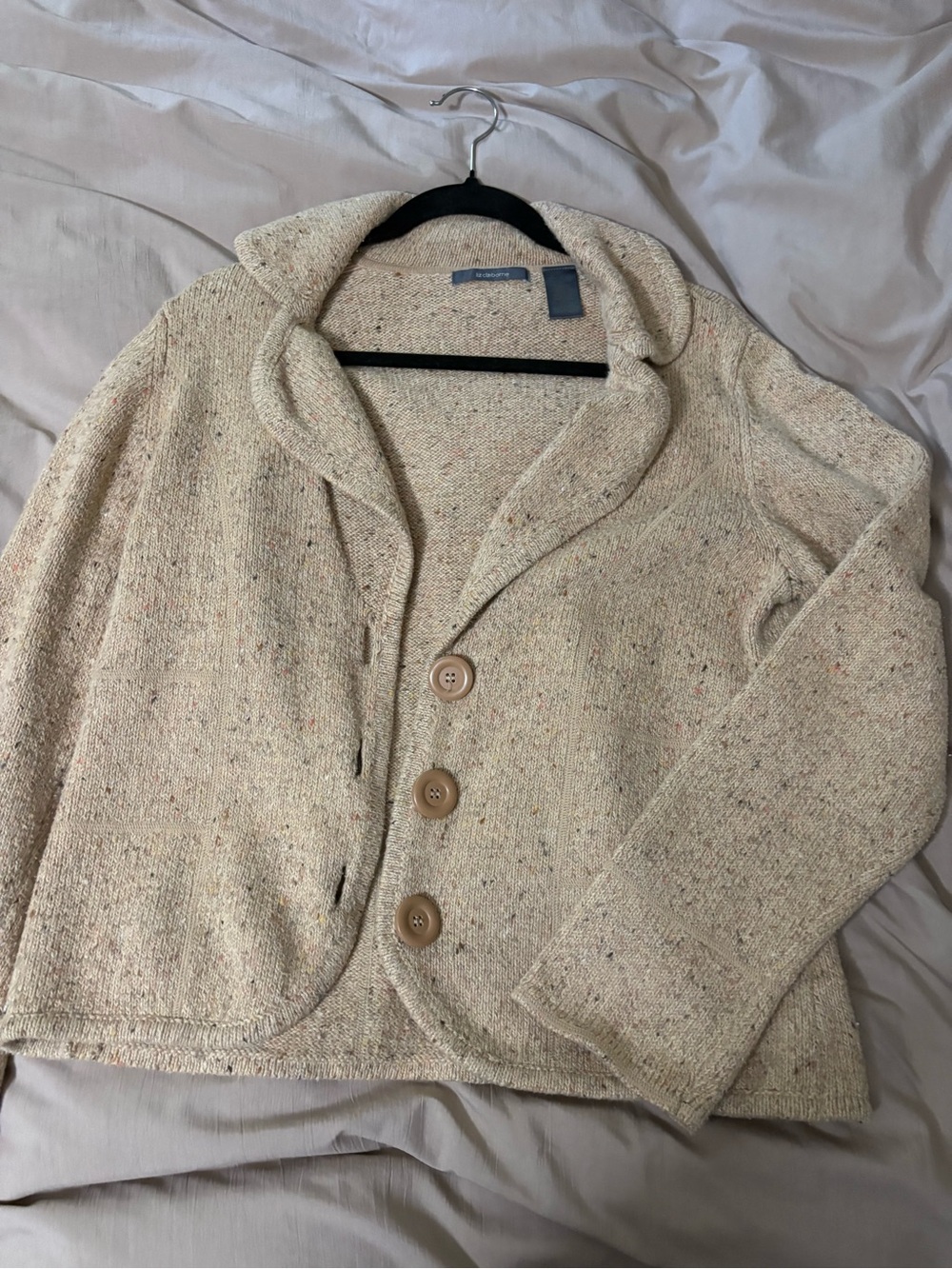 Women’s Cream Button-Front Sweater Jacket
